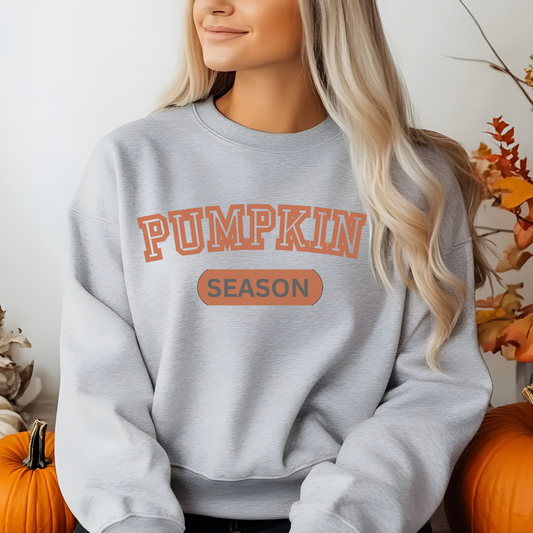 Pumpkin Season Crewneck Pullover Sweatshirt | Cozy Fall & Thanksgiving Top for Women