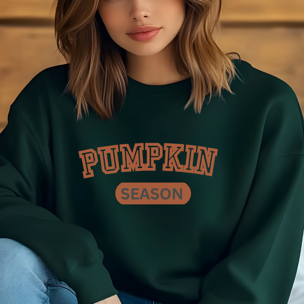 Pumpkin Season Crewneck Pullover Sweatshirt | Cozy Fall & Thanksgiving Top for Women