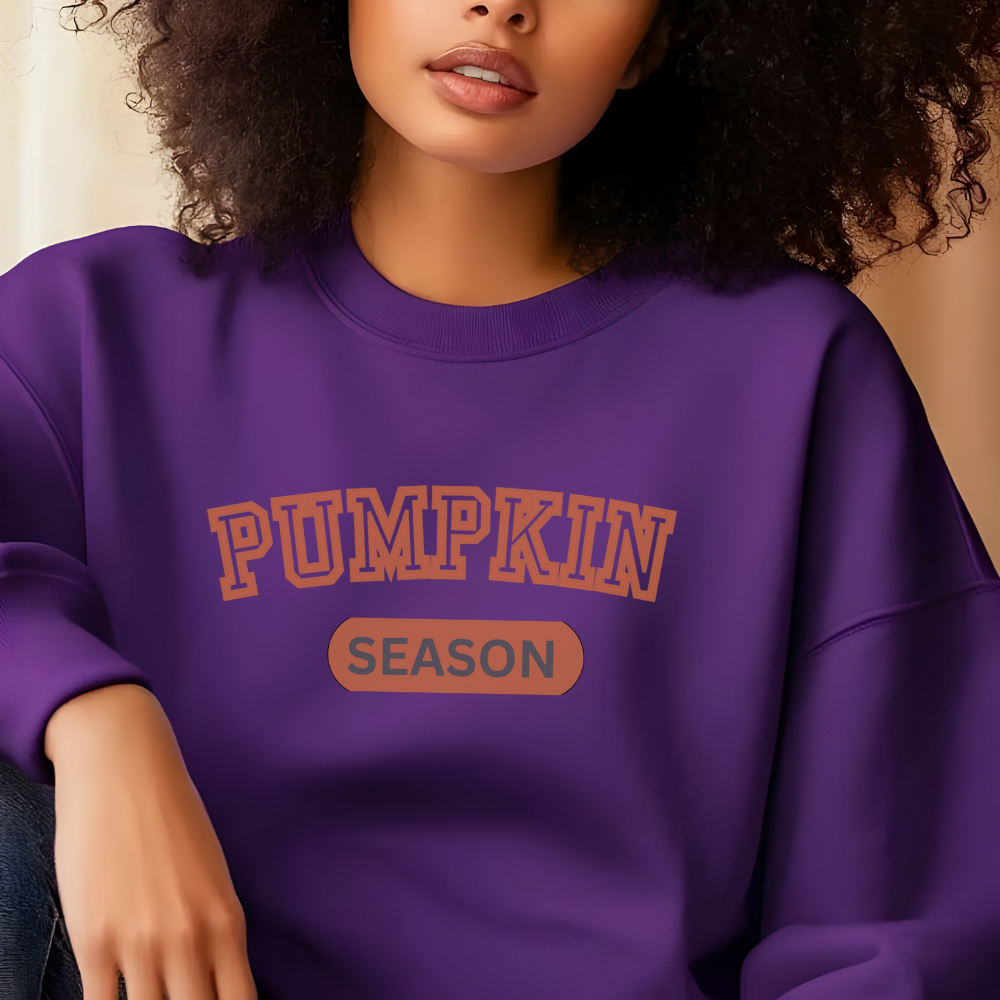 Pumpkin Season Crewneck Pullover Sweatshirt | Cozy Fall & Thanksgiving Top for Women