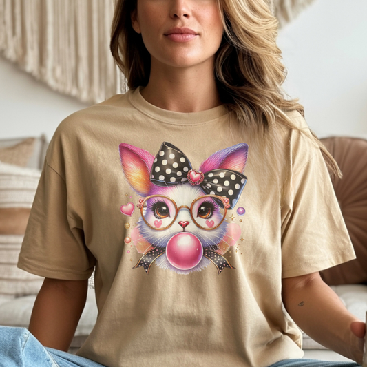 Bunny Blowing Bubble T-Shirt - Cute Graphic Tee