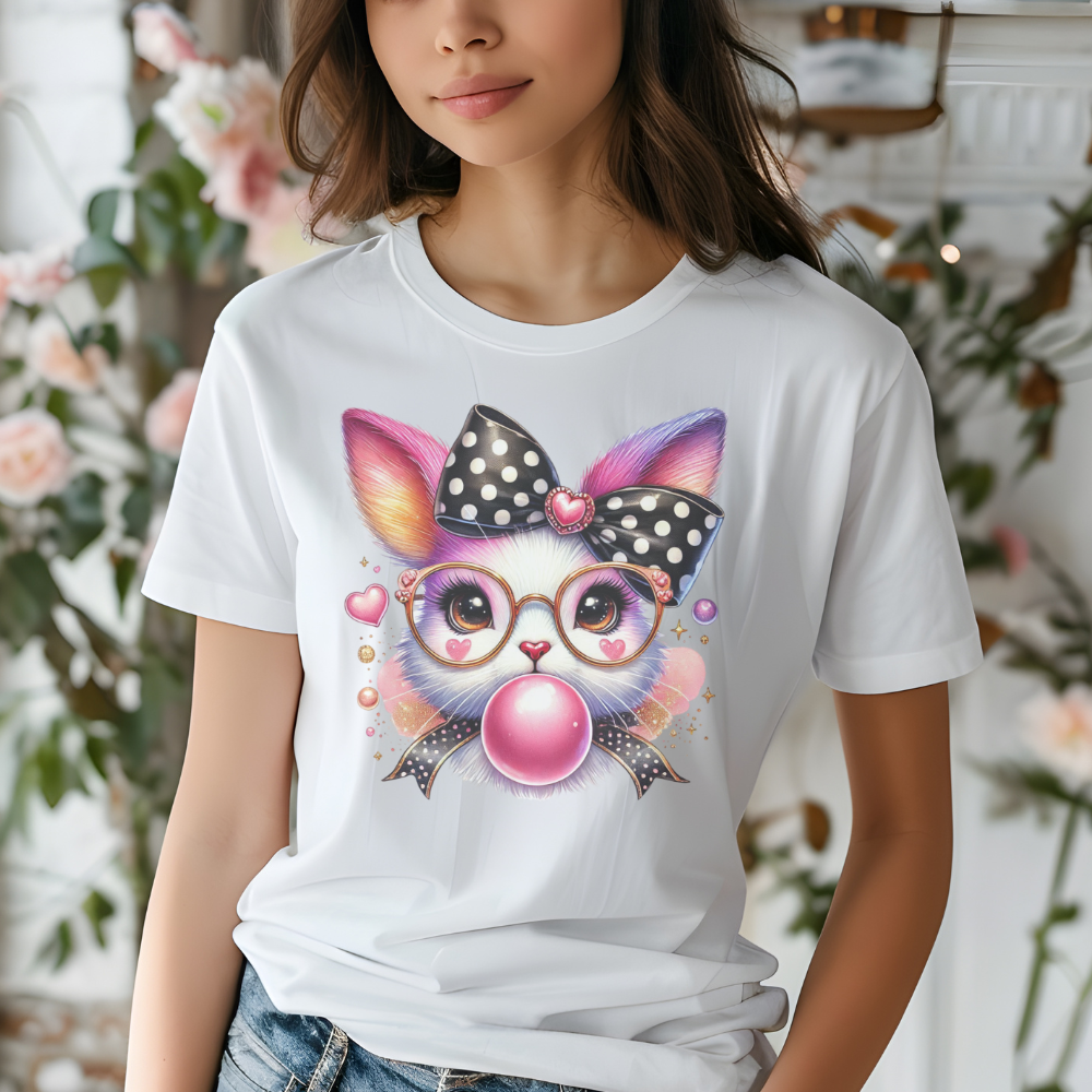 Bunny Blowing Bubble T-Shirt - Cute Graphic Tee