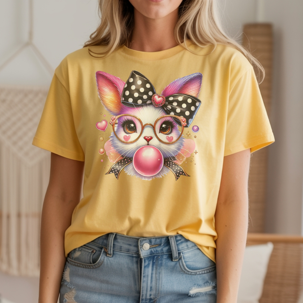 Bunny Blowing Bubble T-Shirt - Cute Graphic Tee