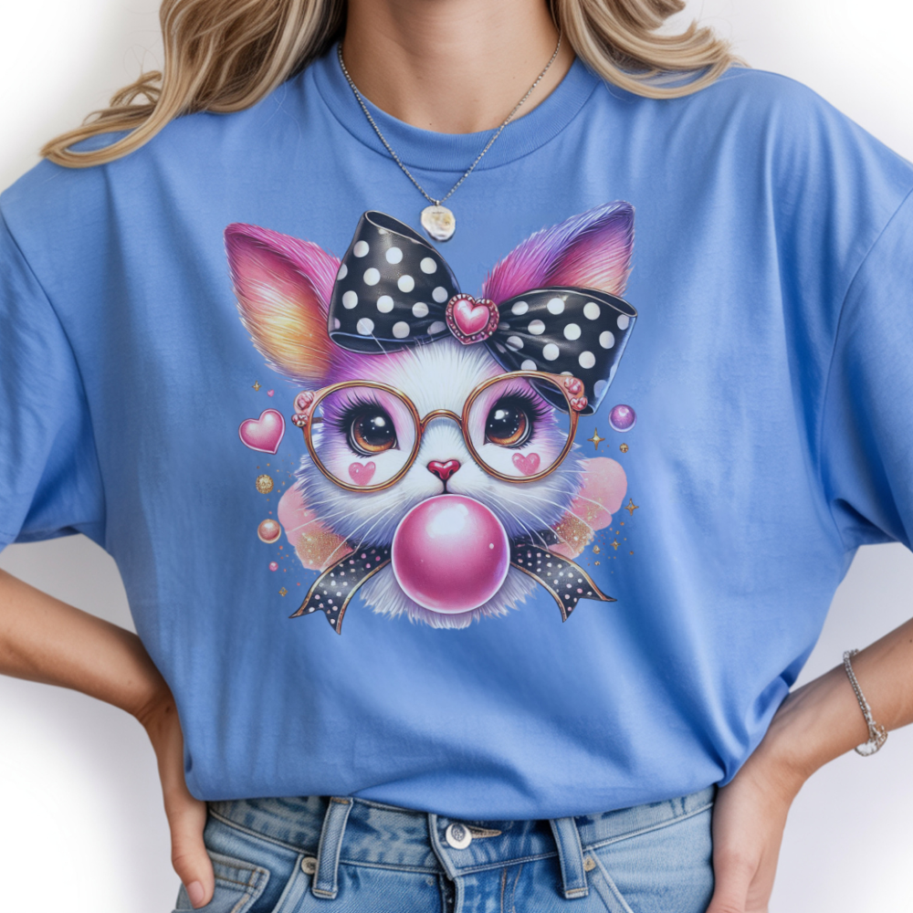Bunny Blowing Bubble T-Shirt - Cute Graphic Tee