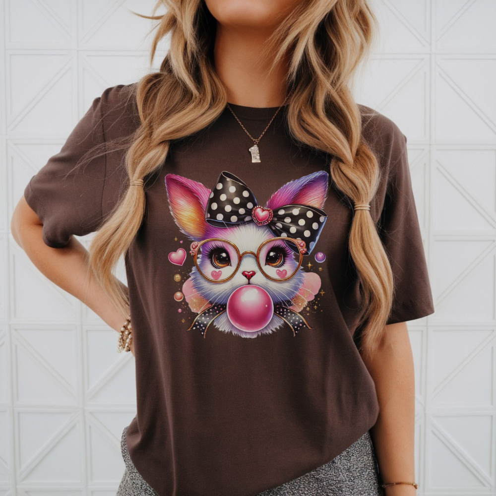 Bunny Blowing Bubble T-Shirt - Cute Graphic Tee