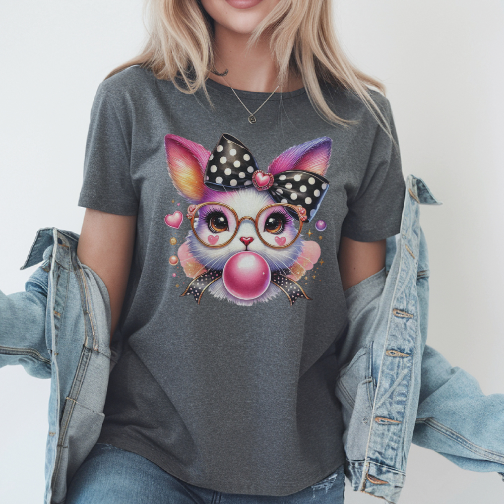 Bunny Blowing Bubble T-Shirt - Cute Graphic Tee