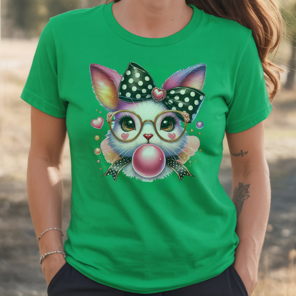 Bunny Blowing Bubble T-Shirt - Cute Graphic Tee