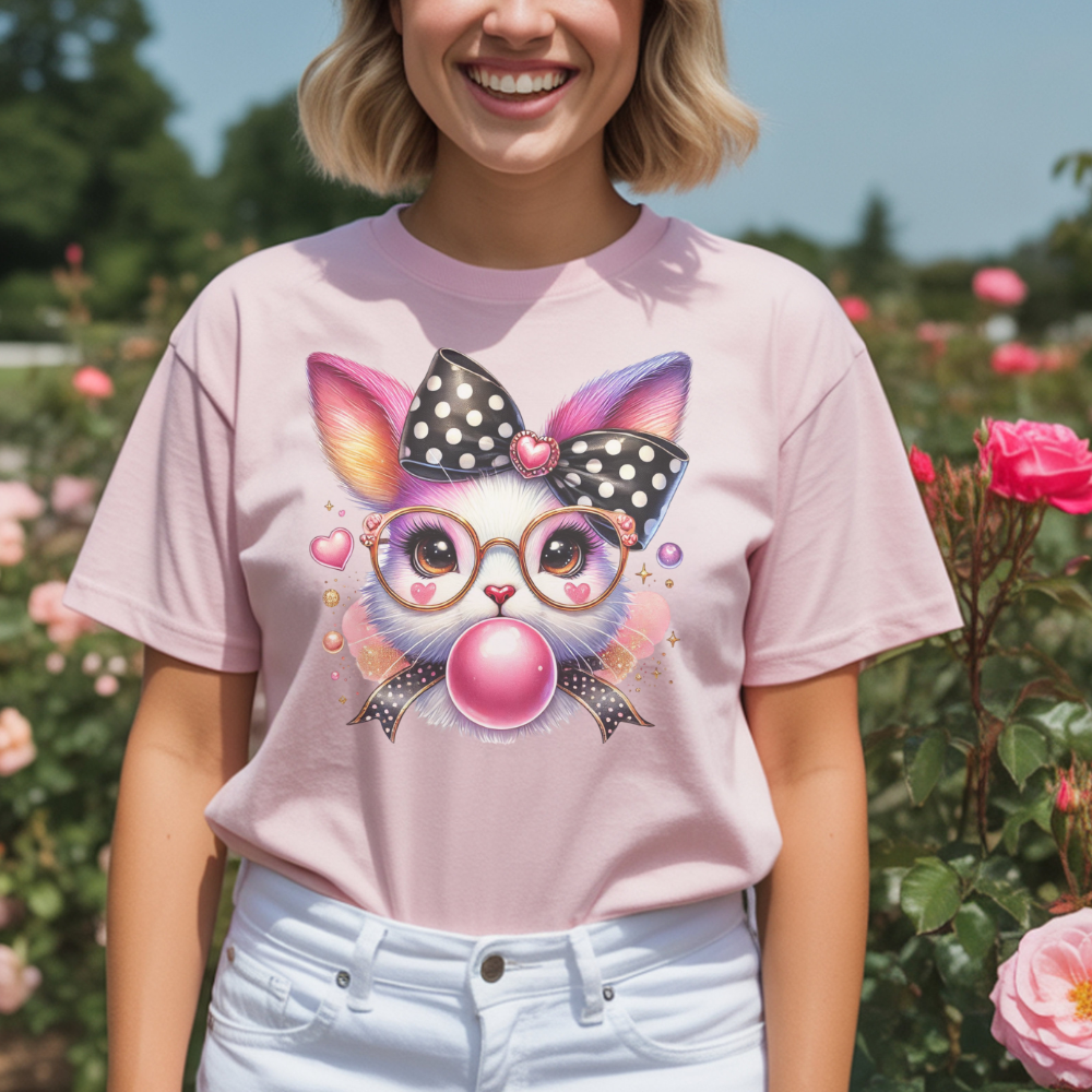 Bunny Blowing Bubble T-Shirt - Cute Graphic Tee