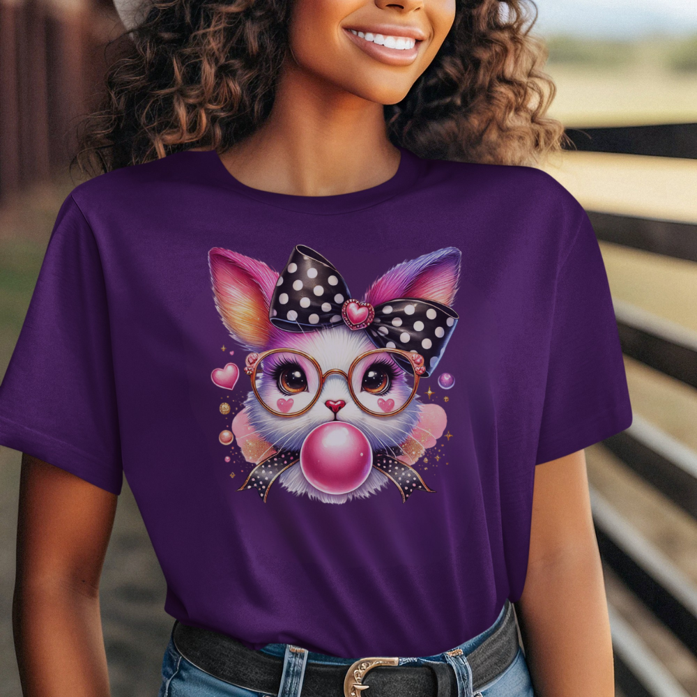 Bunny Blowing Bubble T-Shirt - Cute Graphic Tee