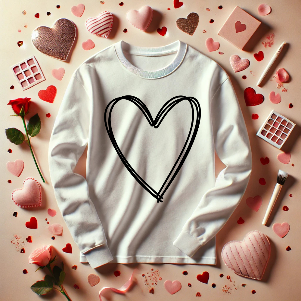 Heart Valentine Long Sleeve T-Shirt For Women