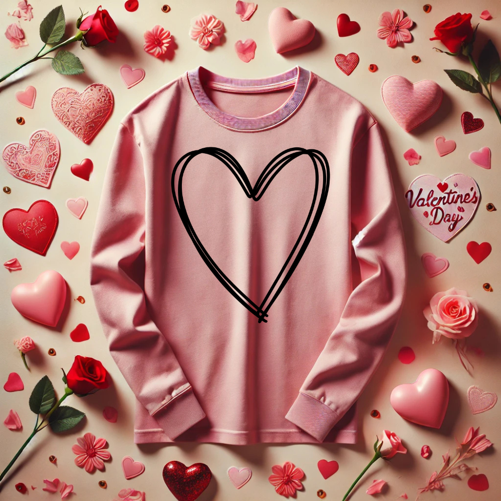 Heart Valentine Long Sleeve T-Shirt For Women