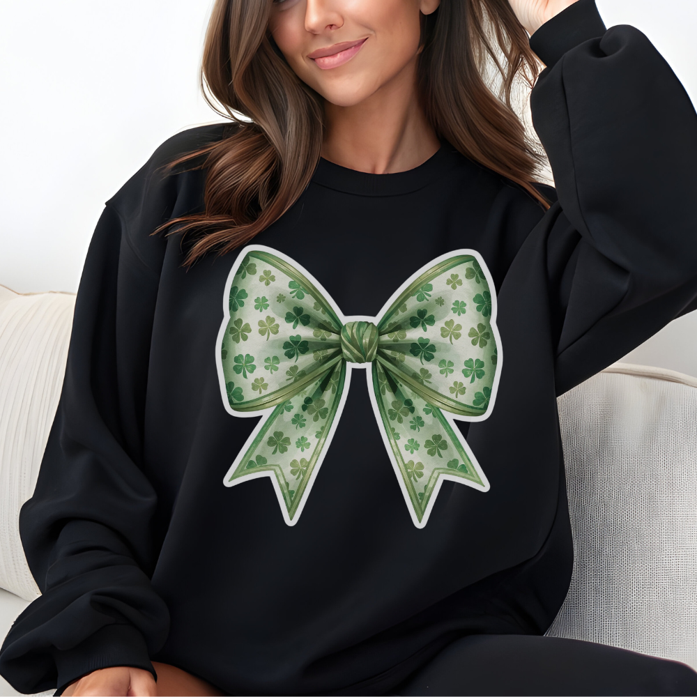 St Patrick's Day Bow Sweatshirt - Festive Crewneck Pullover