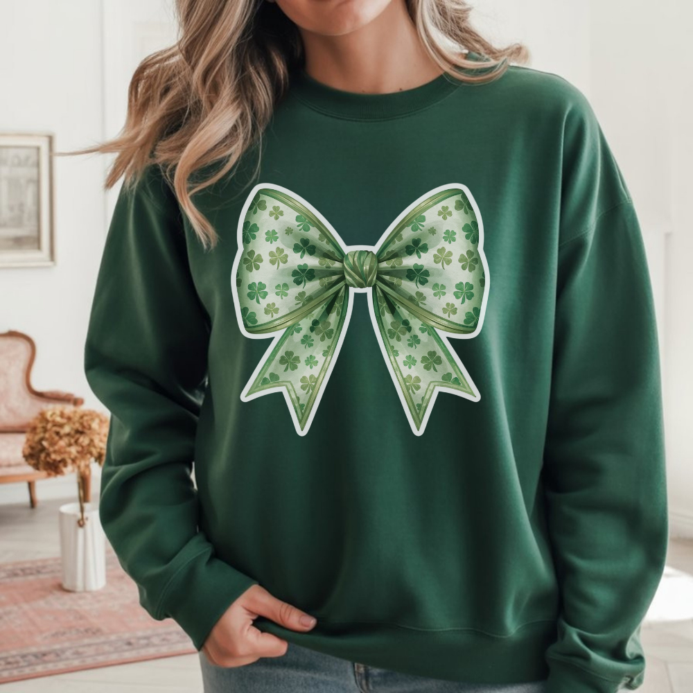 St Patrick's Day Bow Sweatshirt - Festive Crewneck Pullover