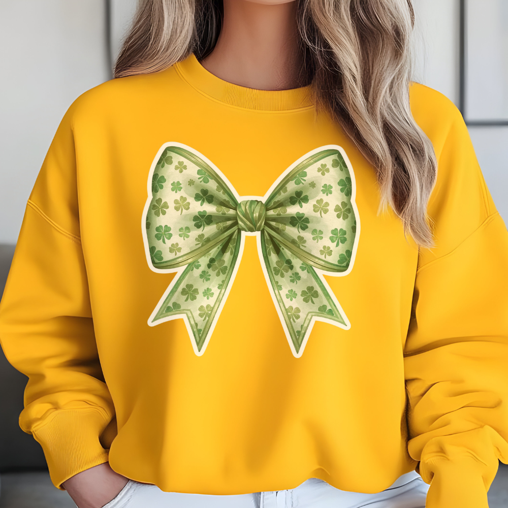 St Patrick's Day Bow Sweatshirt - Festive Crewneck Pullover