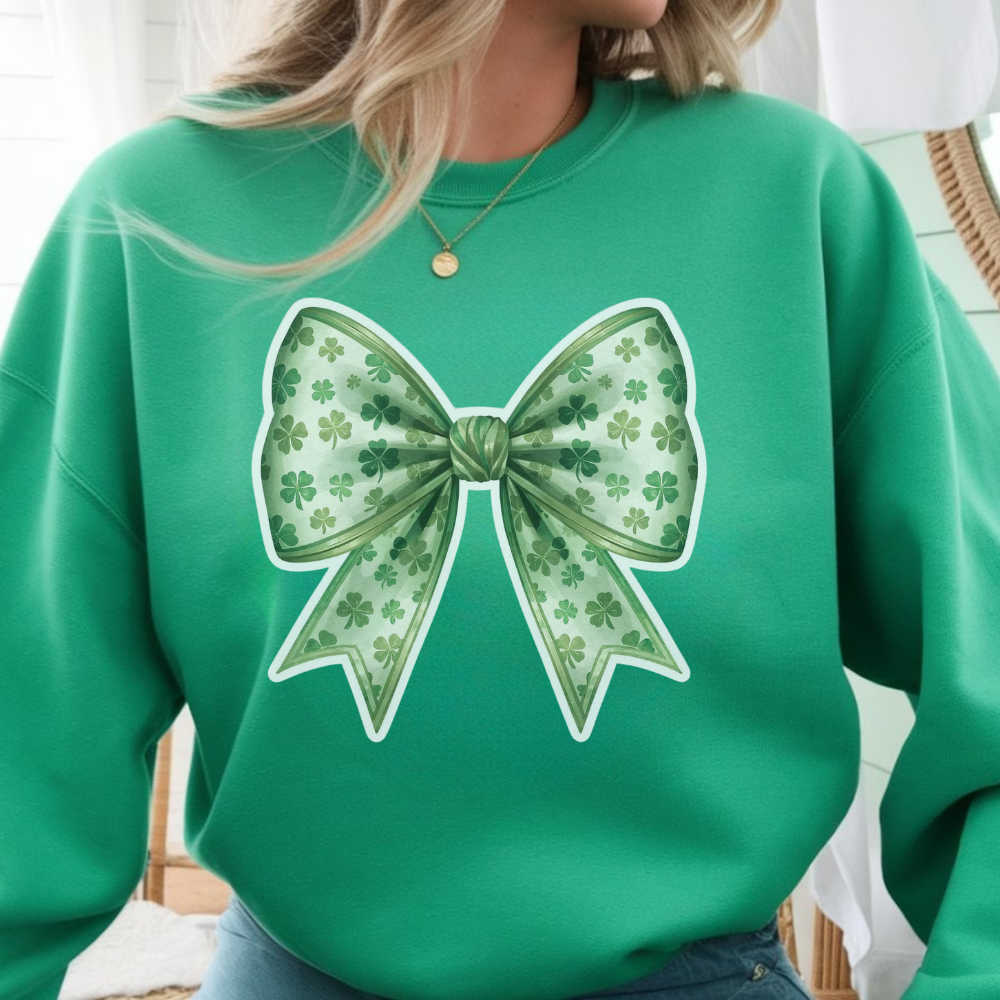 St Patrick's Day Bow Sweatshirt - Festive Crewneck Pullover