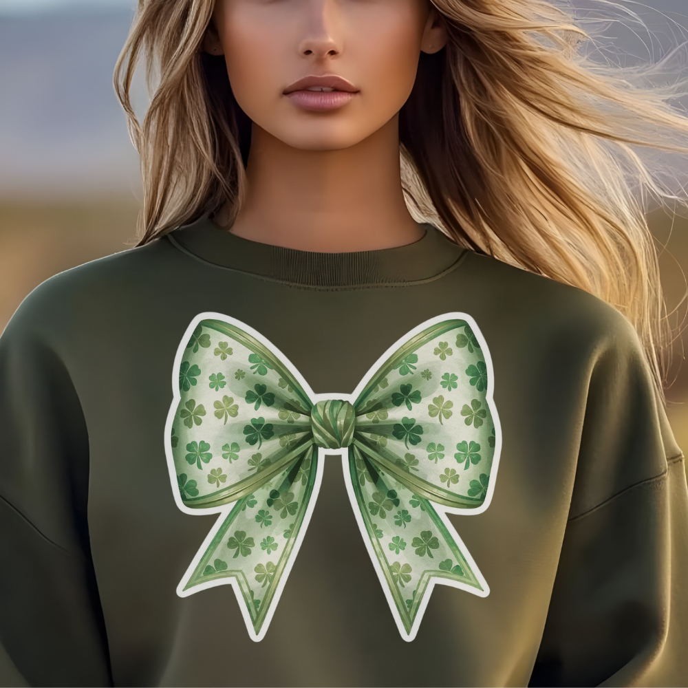 St Patrick's Day Bow Sweatshirt - Festive Crewneck Pullover