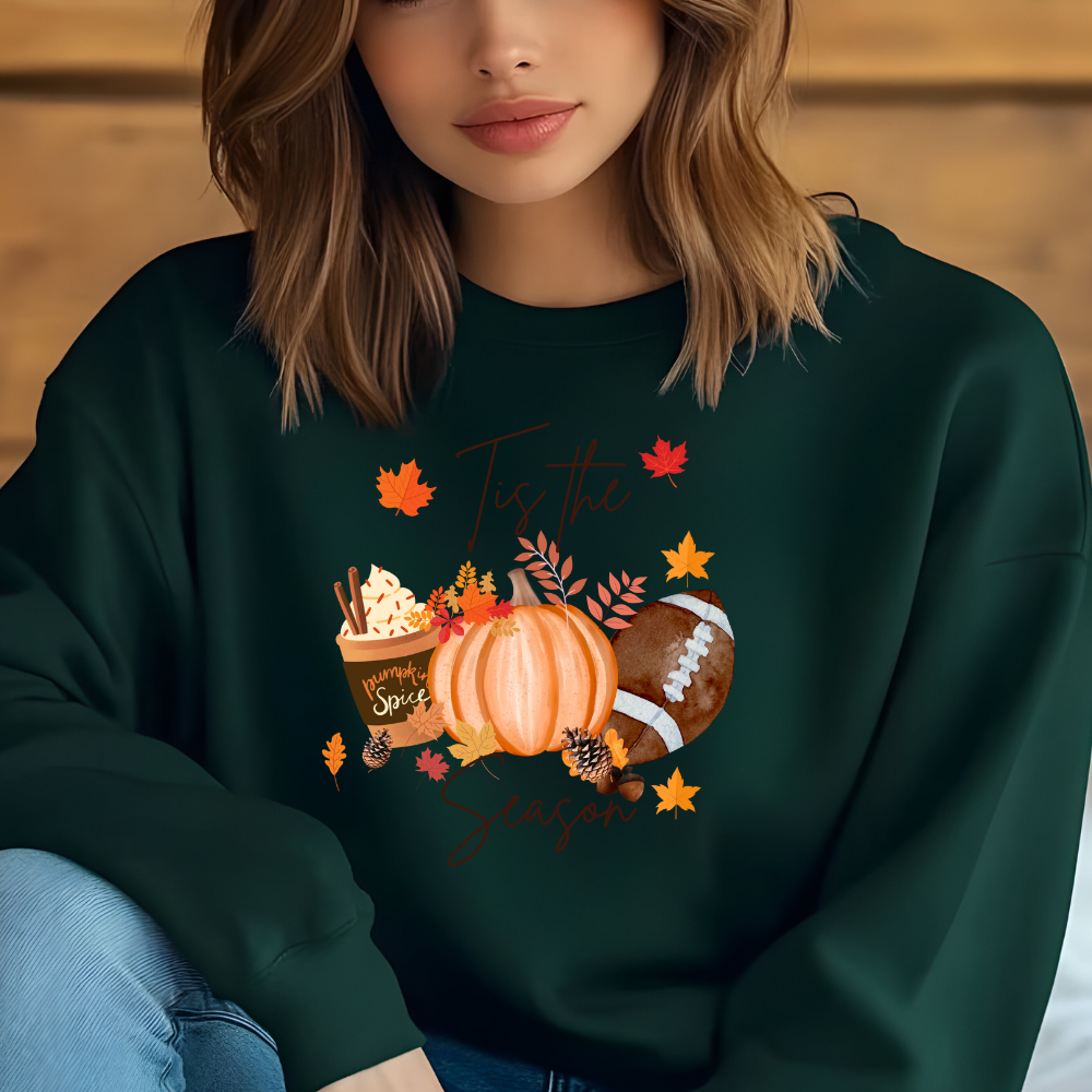 ’Tis The Season Crewneck Pullover Sweatshirt | Cozy Thanksgiving & Fall Sweatshirt for Women