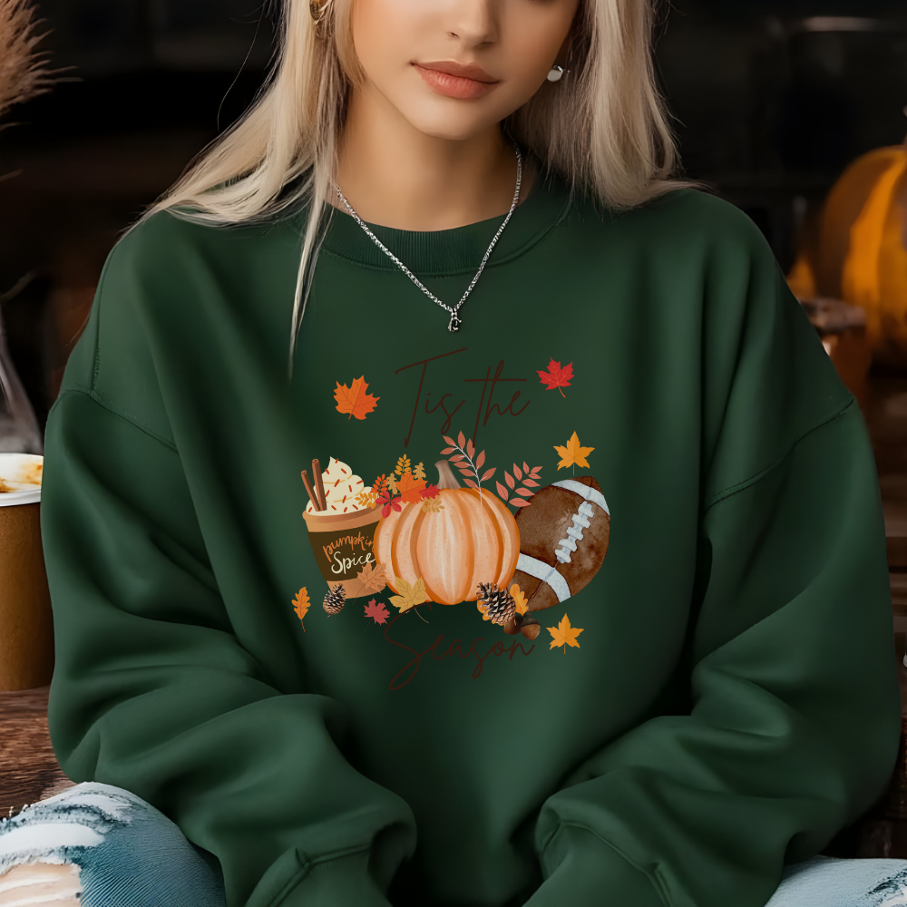 ’Tis The Season Crewneck Pullover Sweatshirt | Cozy Thanksgiving & Fall Sweatshirt for Women