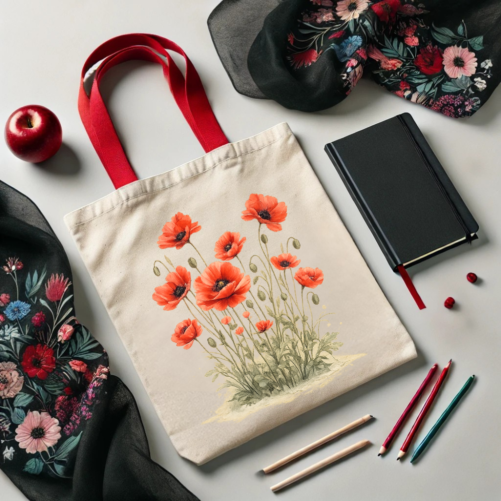 Red Poppies Classic Tote Bag - Double-Sided Printed Design