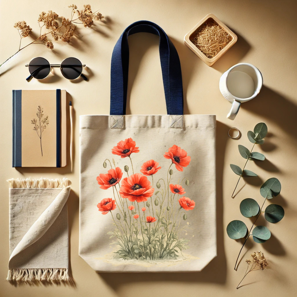 Red Poppies Classic Tote Bag - Double-Sided Printed Design