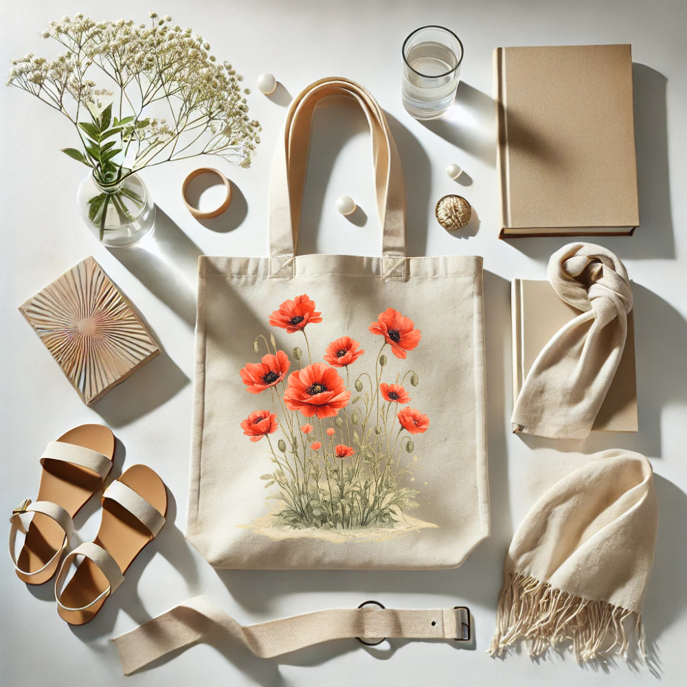 Red Poppies Classic Tote Bag - Double-Sided Printed Design