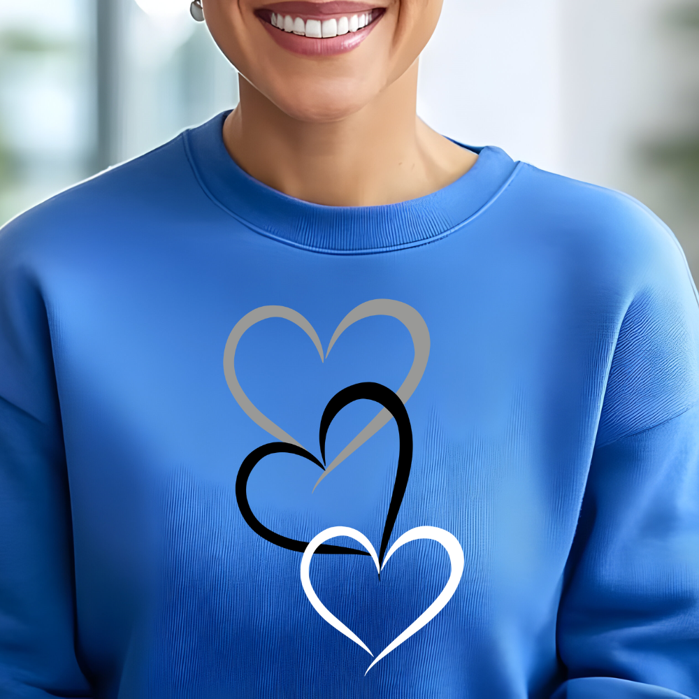 Valentine's Day Sweatshirt ~ 3 Hearts Design