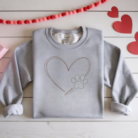 Pet Love Heart Sweatshirt – Dog Mom Cozy Paw Print Pullover