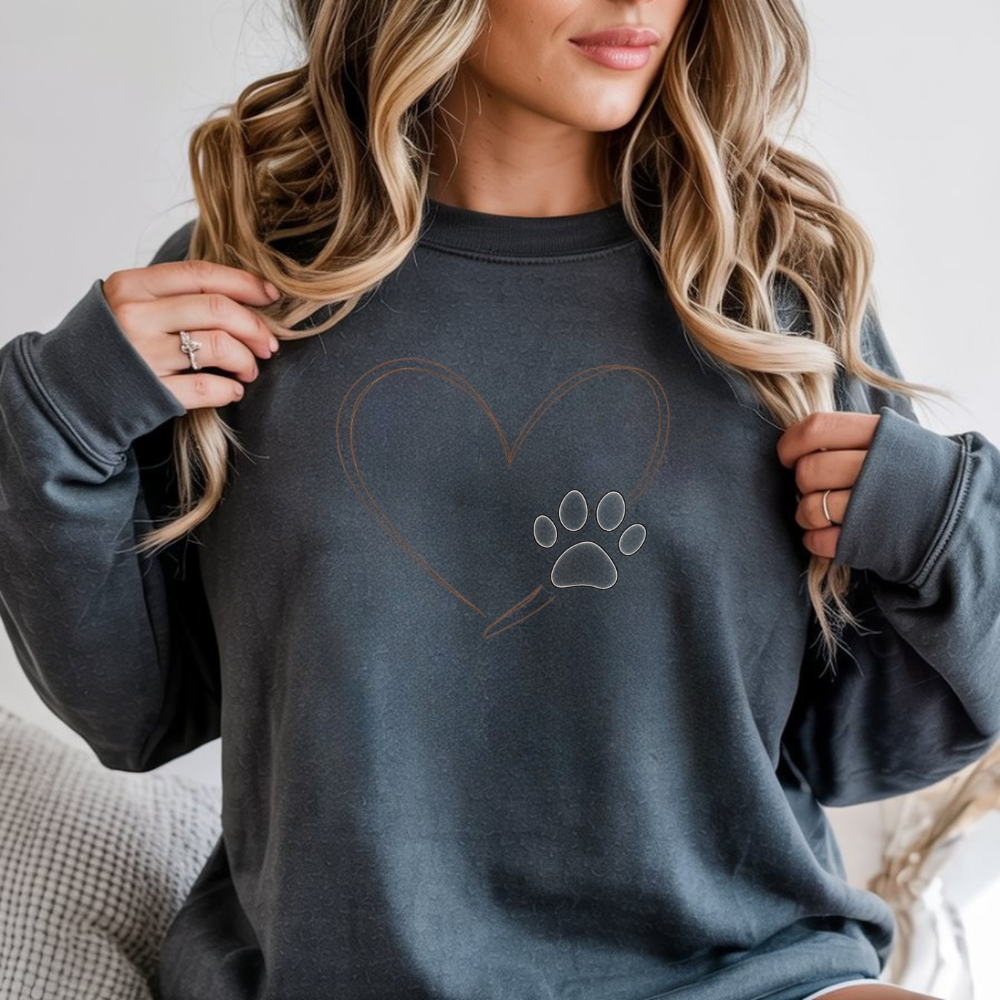 Pet Love Heart Sweatshirt – Dog Mom Cozy Paw Print Pullover