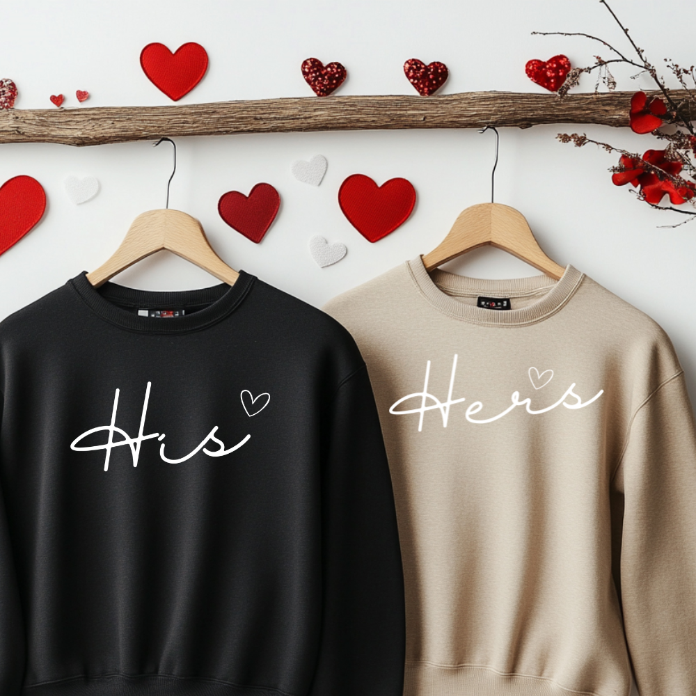 His and Hers Valentine's Day Sweatshirt for Couples