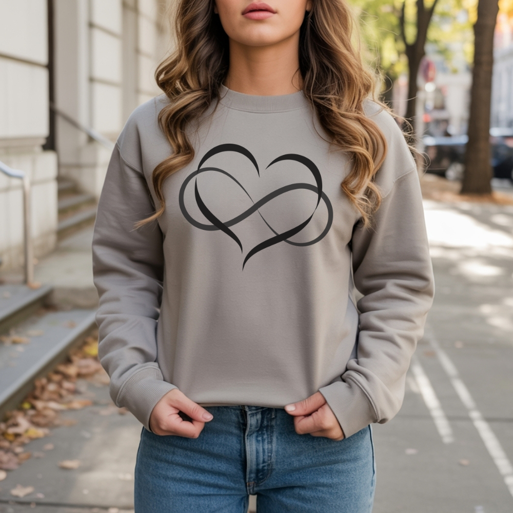 Heart and Infinity Sweatshirt - Symbol of Eternal Love