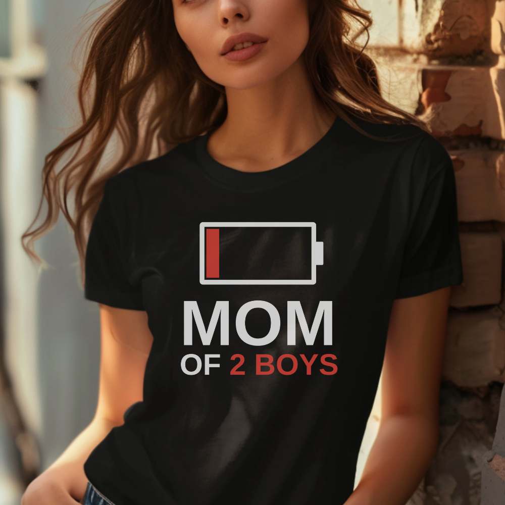Mom of 2 T-Shirt | Soft Comfortable Tee for Proud Moms of Two Boys or Girls