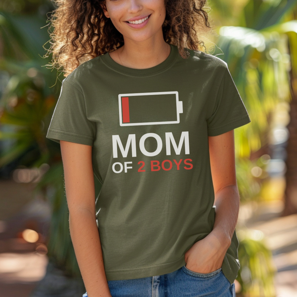 Mom of 2 T-Shirt | Soft Comfortable Tee for Proud Moms of Two Boys or Girls