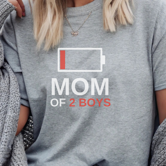 Mom of 2 T-Shirt | Soft Comfortable Tee for Proud Moms of Two Boys or Girls