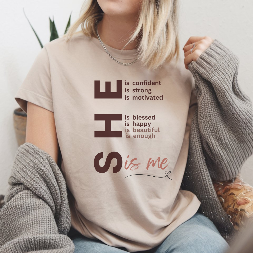S.H.E is T-Shirt – Inspirational Women's Empowerment Graphic Tee | Faith-Based Gift for Her
