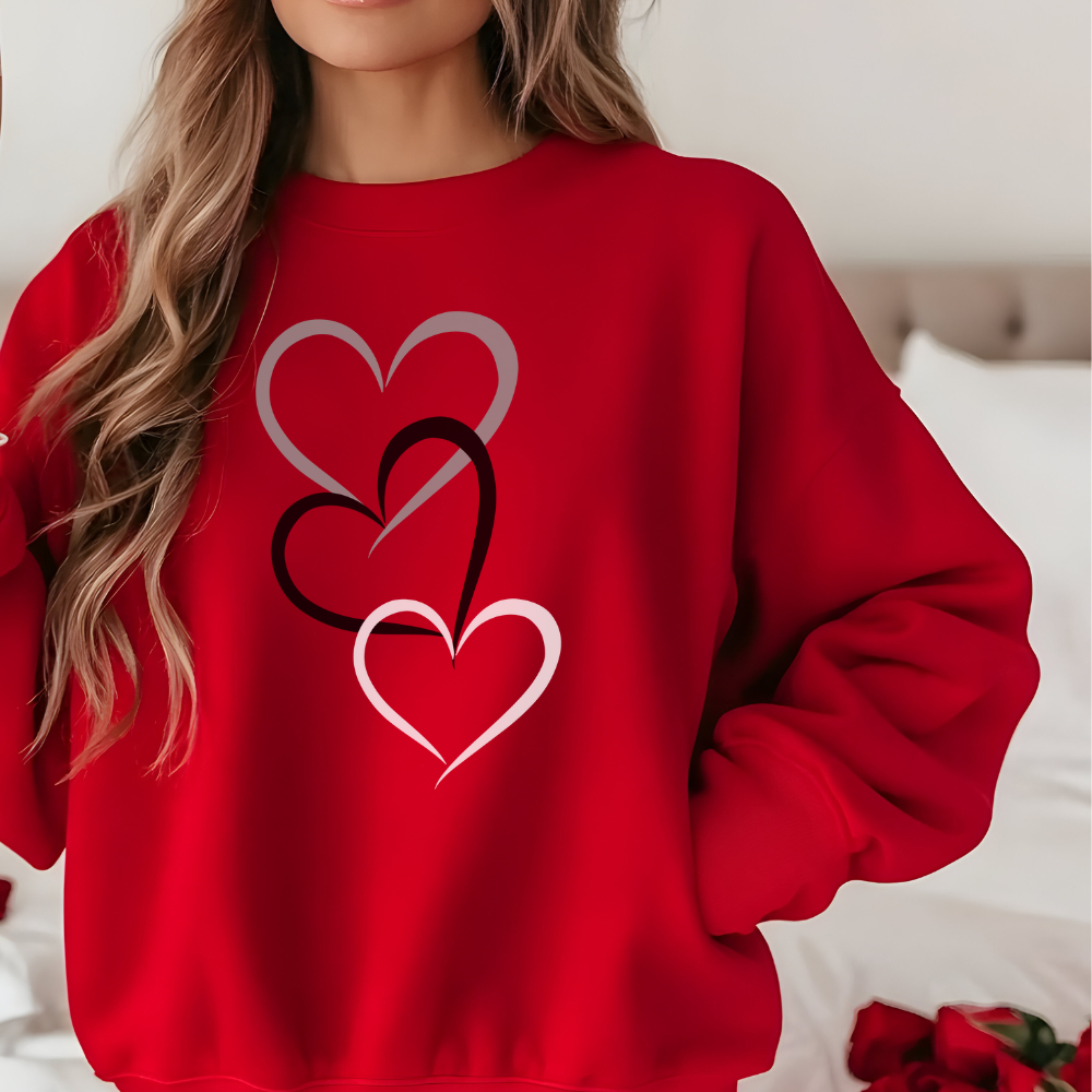 Triple Heart Sweatshirt - Valentine's Day Love Pullover