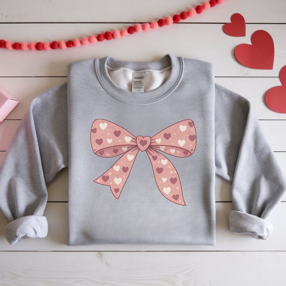 Valentine’s Day Bow Sweatshirt – Soft Romantic Love Pullover