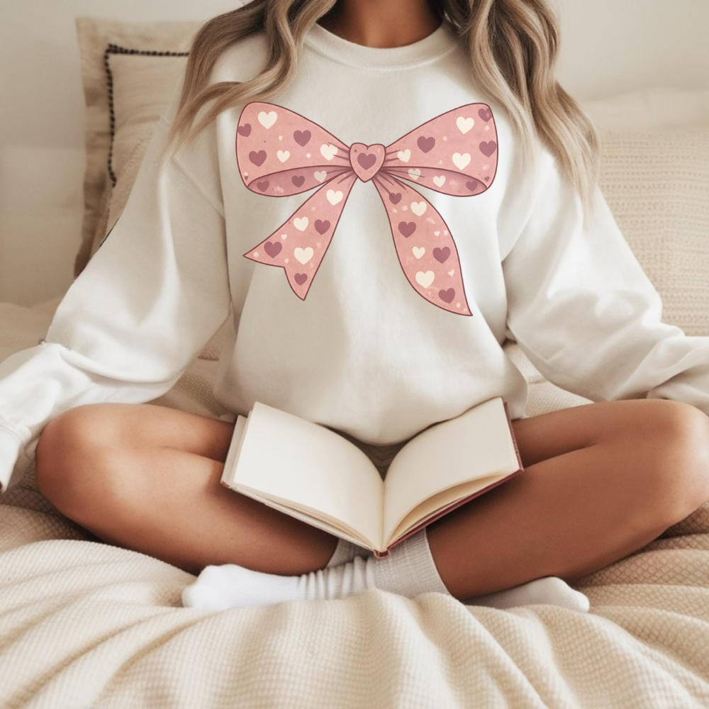 Valentine’s Day Bow Sweatshirt – Soft Romantic Love Pullover