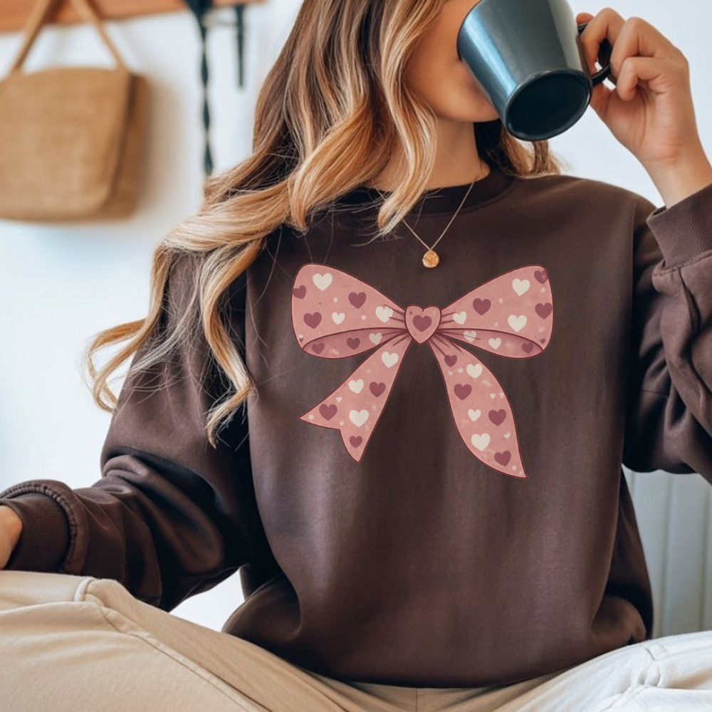 Valentine’s Day Bow Sweatshirt – Soft Romantic Love Pullover