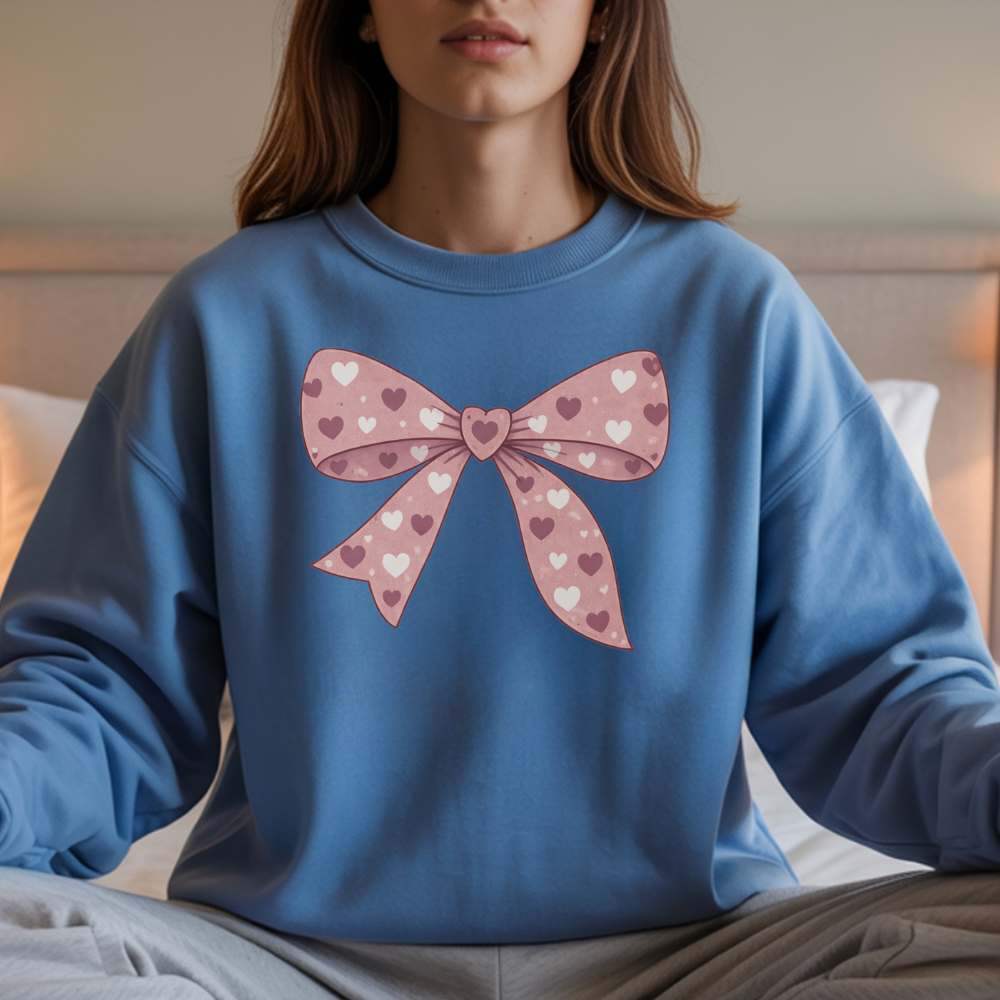 Valentine’s Day Bow Sweatshirt – Soft Romantic Love Pullover
