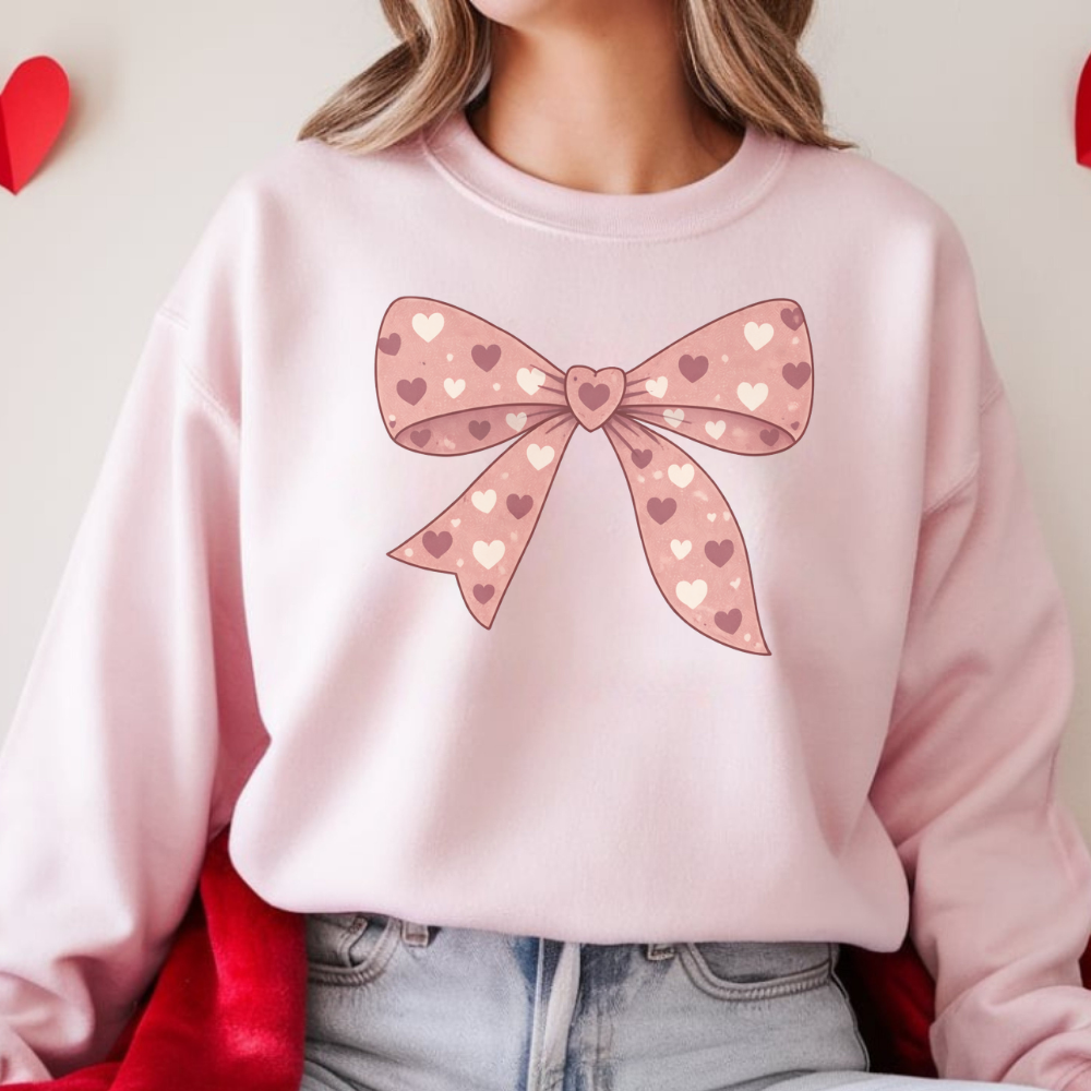 Valentine’s Day Bow Sweatshirt – Soft Romantic Love Pullover
