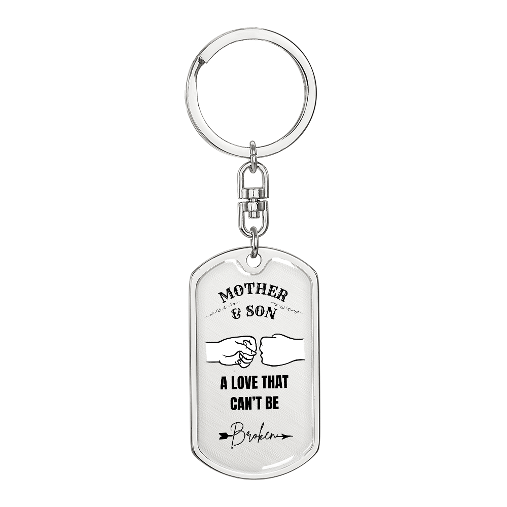 Mother & Son Graphic Dog Tag Keychain