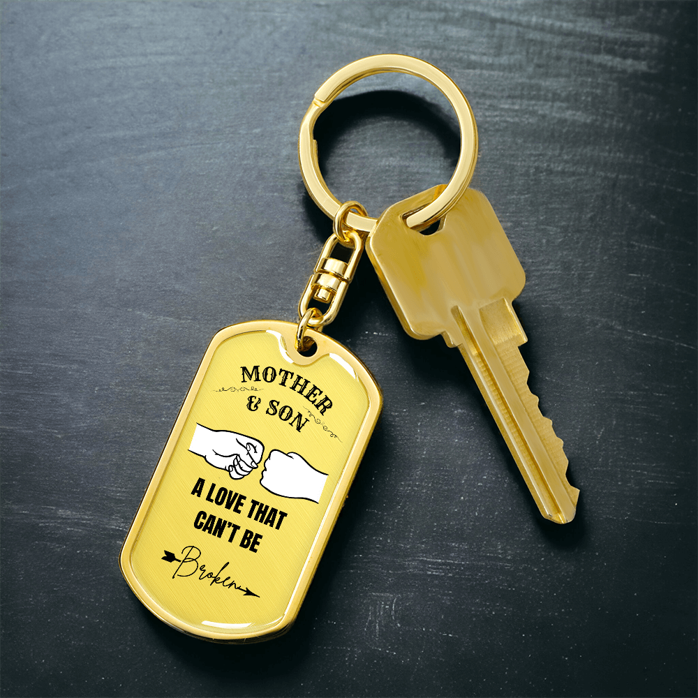 Mother & Son Graphic Dog Tag Keychain