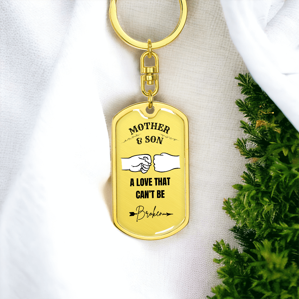 Mother & Son Graphic Dog Tag Keychain
