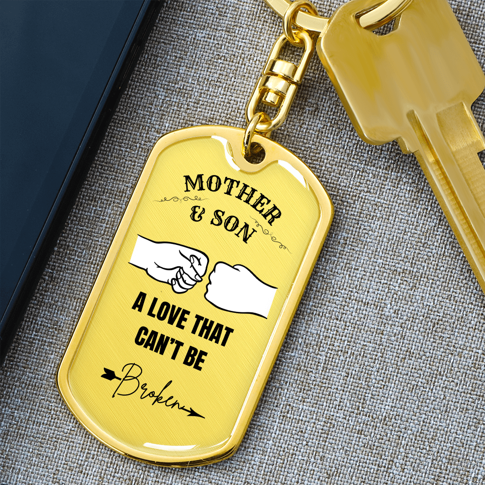 Mother & Son Graphic Dog Tag Keychain