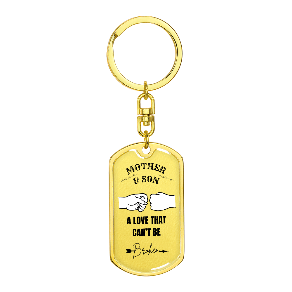 Mother & Son Graphic Dog Tag Keychain