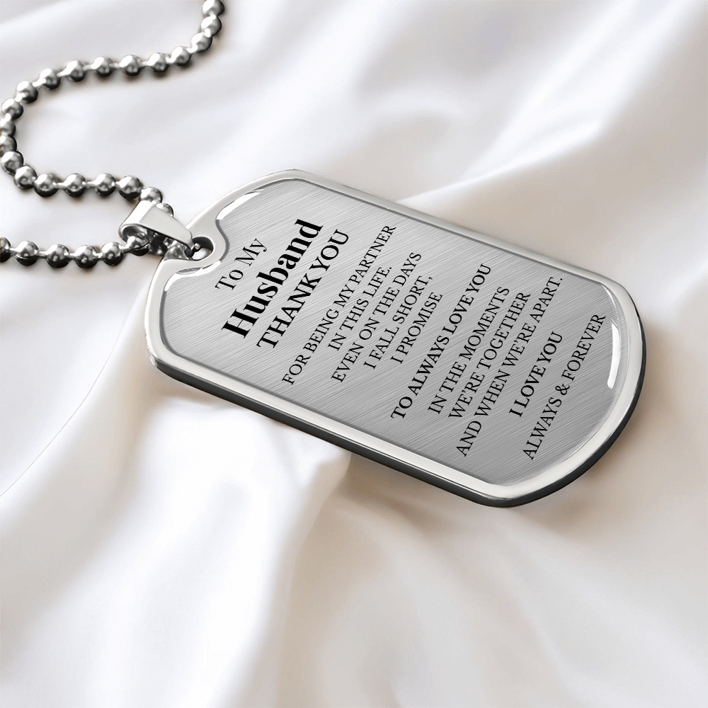 To My Husband Dog Tag Necklace – Luxury Love Message Necklace Gift for Him
