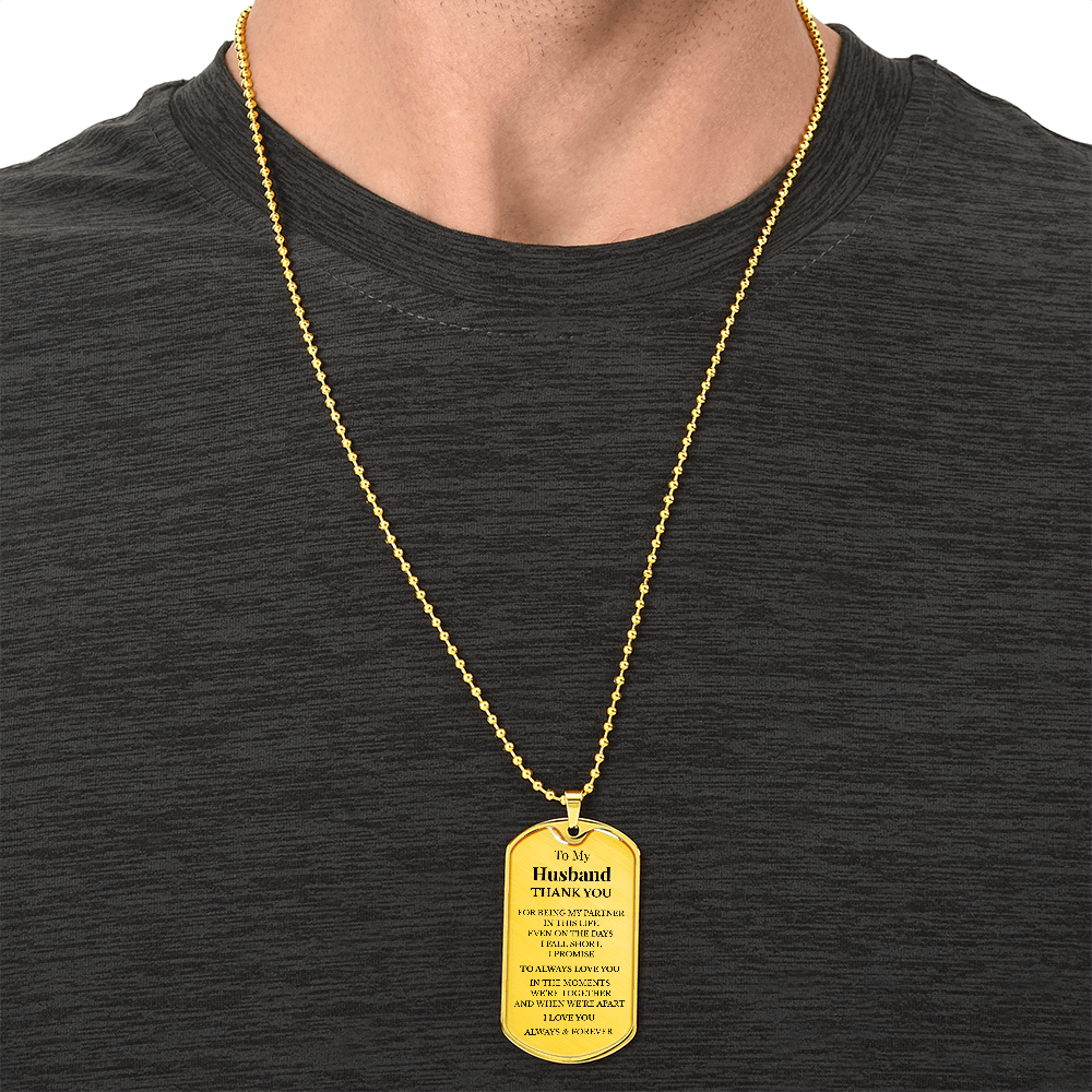 To My Husband Dog Tag Necklace – Luxury Love Message Necklace Gift for Him