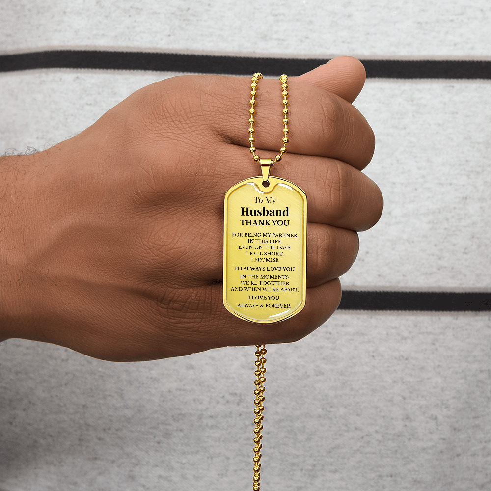 To My Husband Dog Tag Necklace – Luxury Love Message Necklace Gift for Him