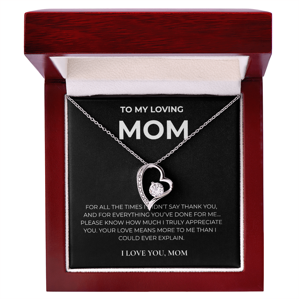 To My Loving Mom – Forever Love Crystal Heart Necklace