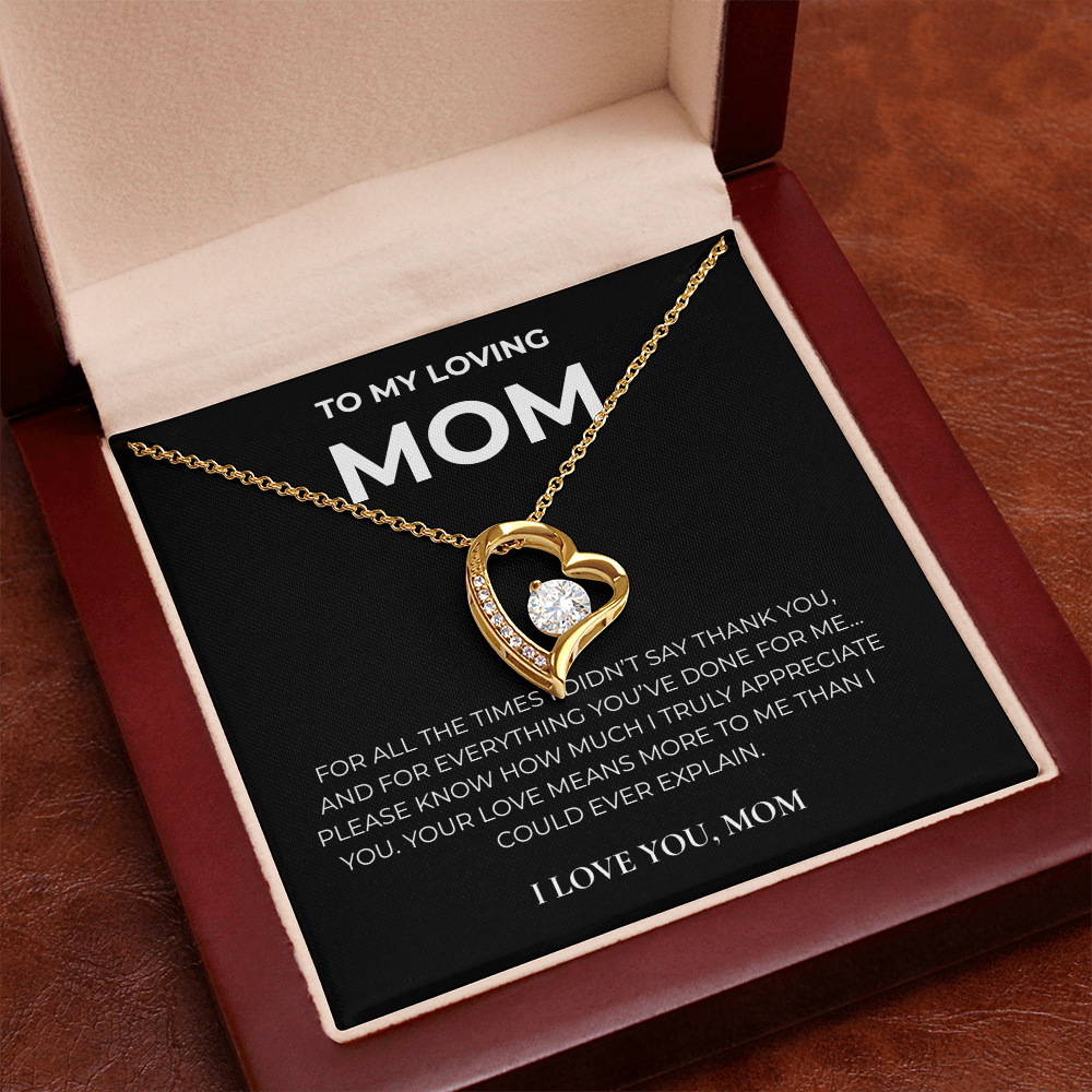 To My Loving Mom – Forever Love Crystal Heart Necklace
