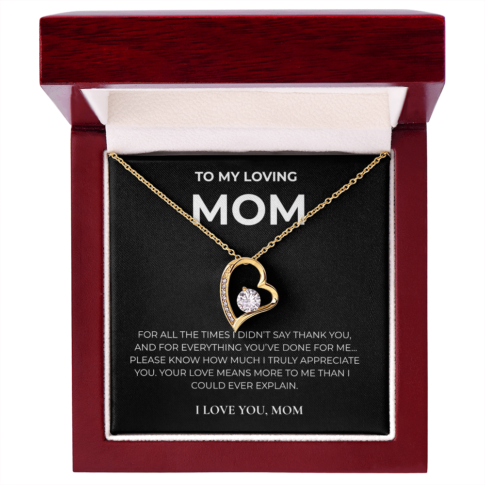To My Loving Mom – Forever Love Crystal Heart Necklace